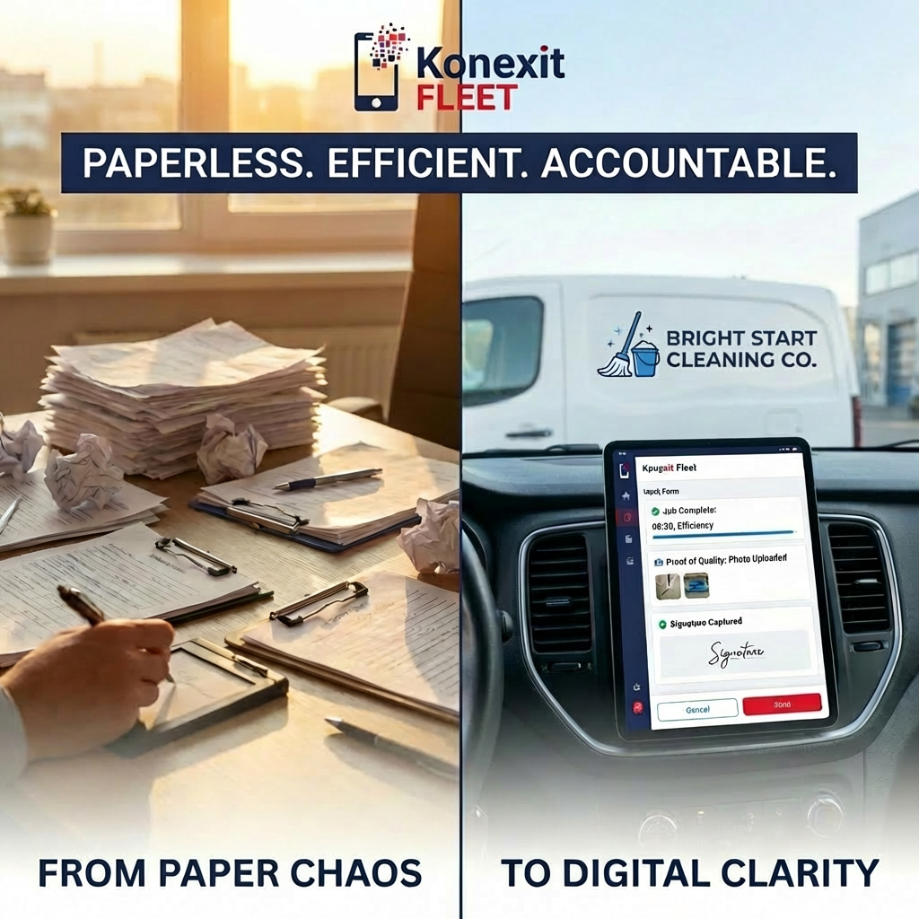 Digital cleaning checklist and job documentation on mobile app