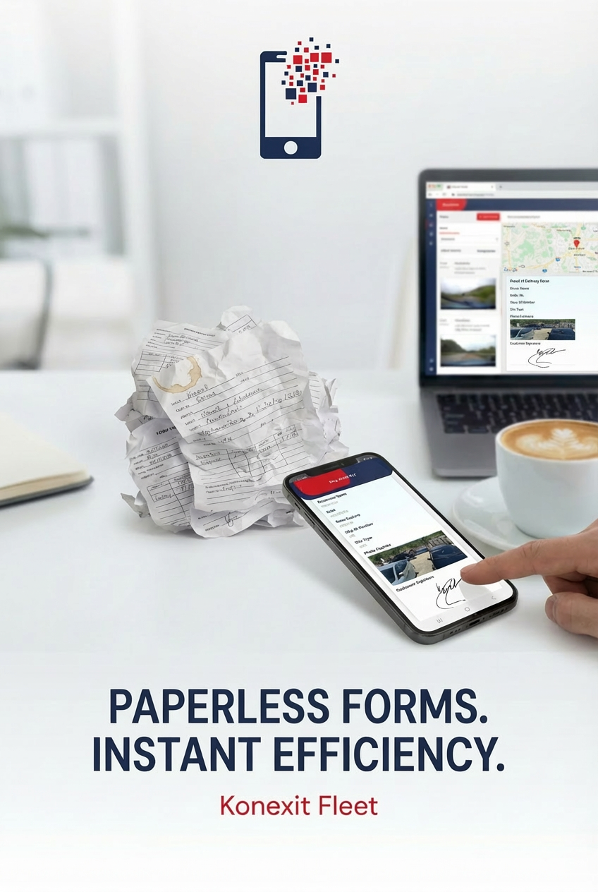 Electronic proof of delivery (ePOD) mobile app capturing customer signature and delivery photo with GPS timestamp