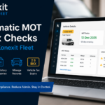 Konexit Fleet dashboard showing automatic MOT expiry monitoring, vehicle tax expiry dates, MOT history, mileage records and compliance information for fleet vehicles.